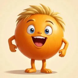 Orange Sunny character representing joy and positivity at Palm Grove Montessori